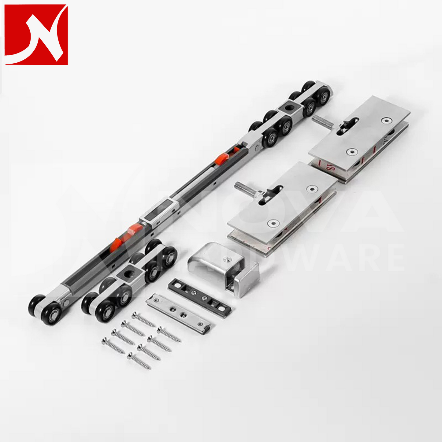 Stainless Steel Glass Door Sliding Set
